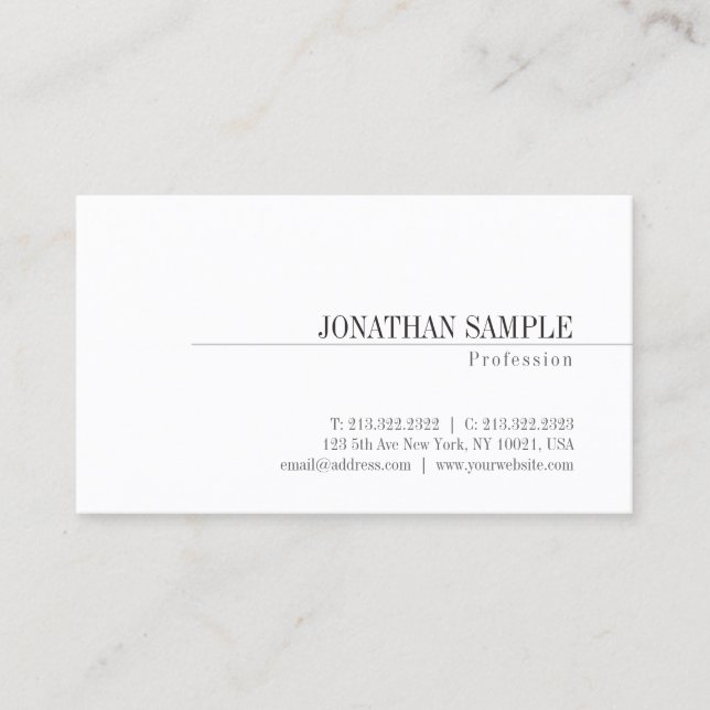 Creative Minimalist Design Classic Professional Business Card (Front)