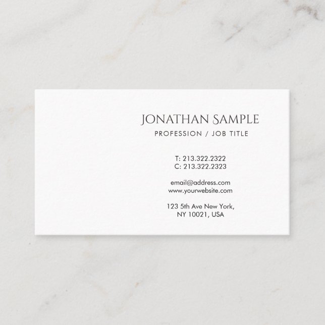 Creative Minimalist Design Modern Trendy Plain Business Card (Front)