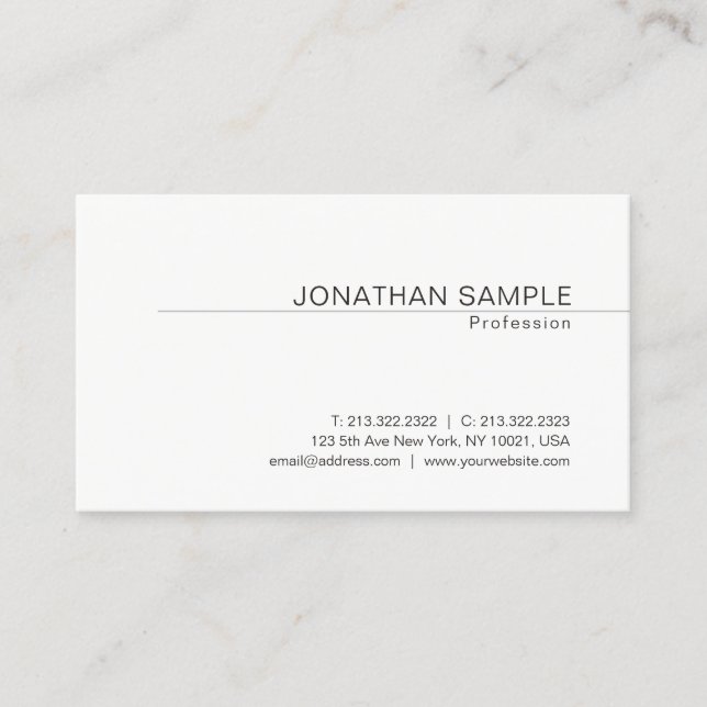 Creative Minimalist Modern Design Clean Plain Business Card (Front)