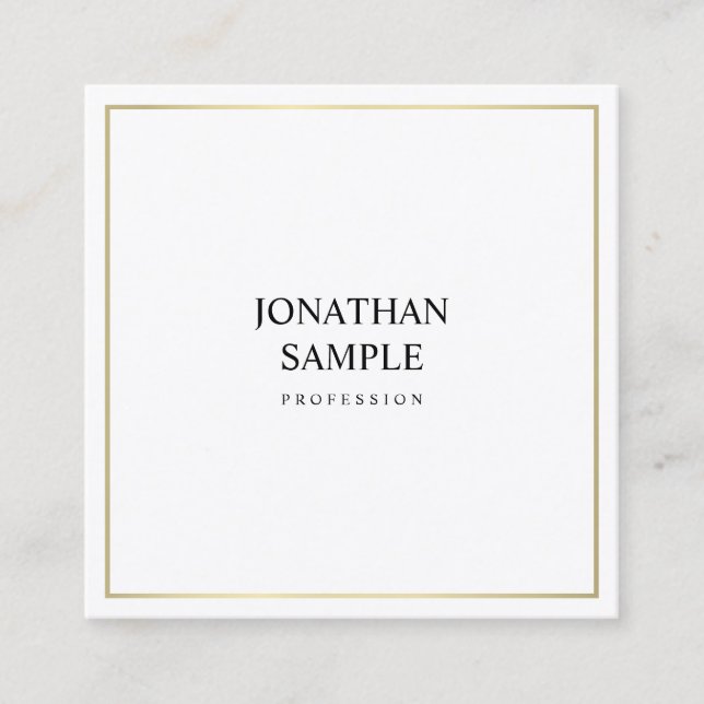 Creative Minimalistic Design Stylish Gold Trendy Square Business Card (Front)