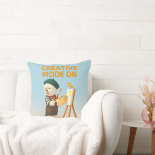 Creative Mode On: Painter Bichon Dog Artist Art Cushion