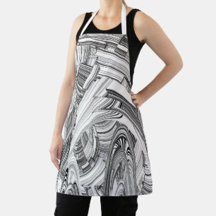 Creative Modern Art Black and White  Apron