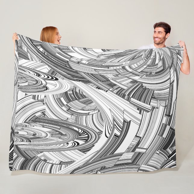 Creative Modern Art Black and White Fleece Blanket (In Situ)