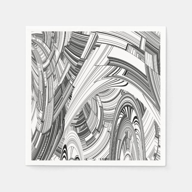 Creative Modern Art Black and White Napkin (Front)