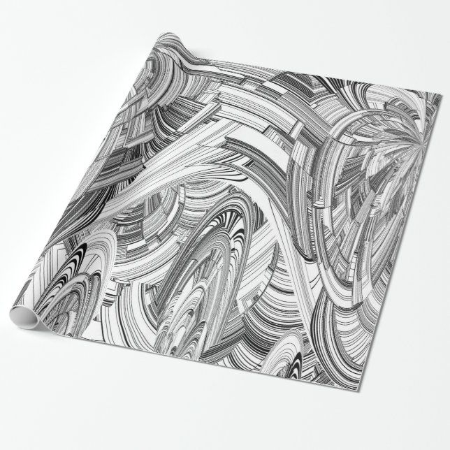Creative Modern Art Black and White Wrapping Paper (Unrolled)