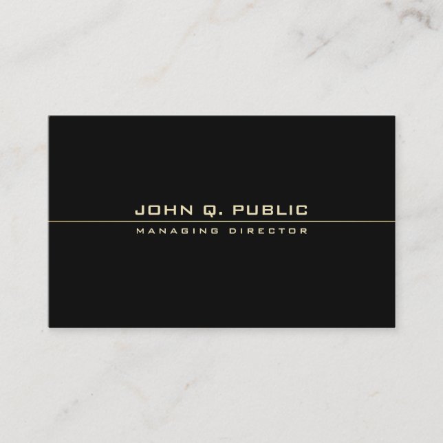 Creative Modern Black Gold Minimalist Cool Plain Business Card (Front)