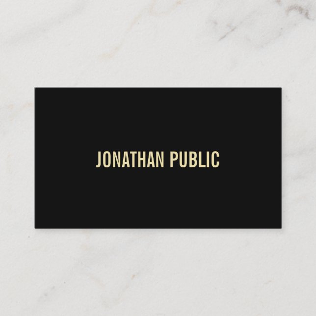 Creative Modern Black Gold Text Professional Plain Business Card (Front)
