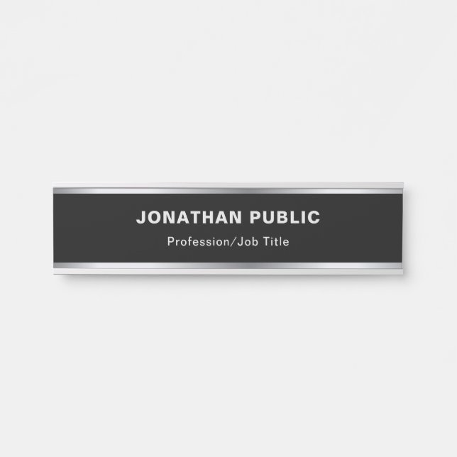 Creative Modern Design Black And Silver Glamourous Door Sign (Front)