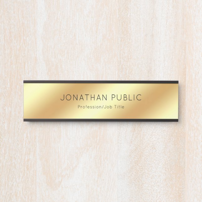 Creative Modern Design Glamourous Black And Gold Door Sign (Front)