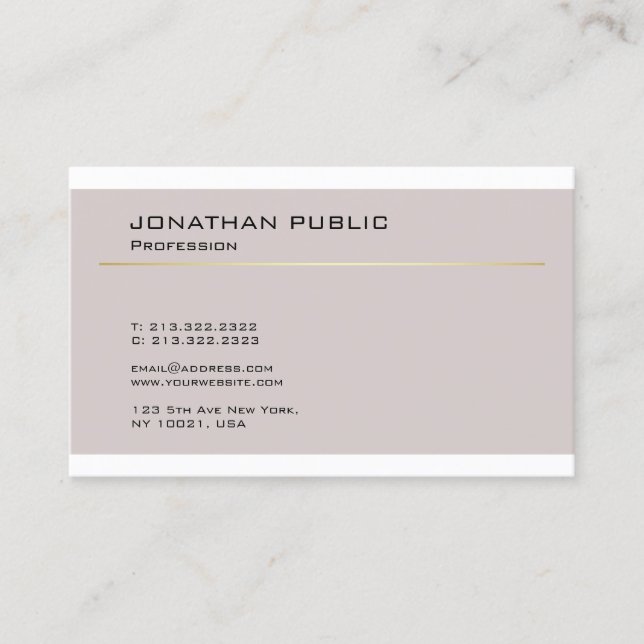 Creative Modern Design Sleek Plain Professional Business Card (Front)