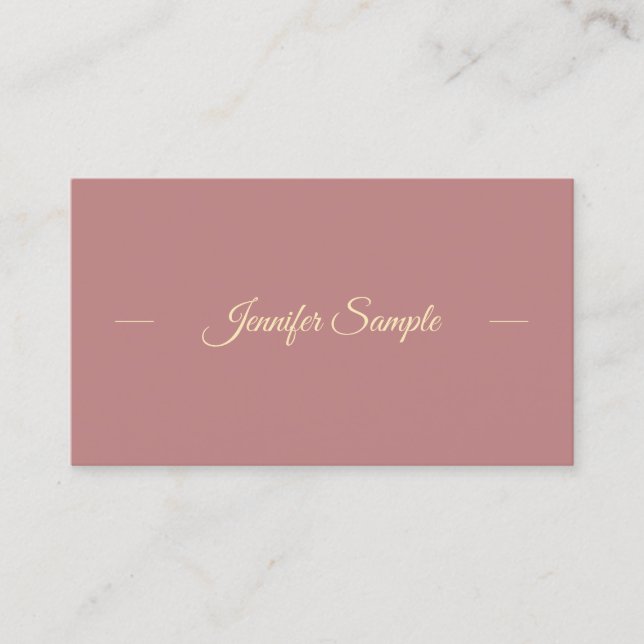 Creative Modern Gold Hand Script Red Brown Trendy Business Card (Front)