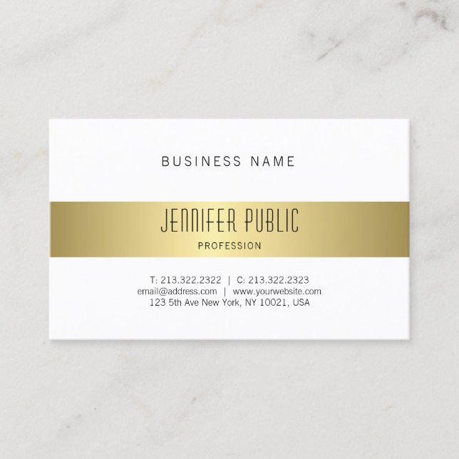 Creative Modern Gold Look Design Simple Plain Business Card (Front)