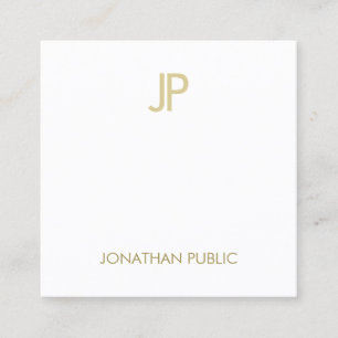 Creative Modern Gold Monogram Smart Plain Luxury Square Business Card