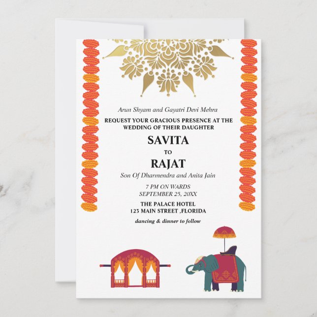 Creative Modern Indian Wedding  Invitation (Front)