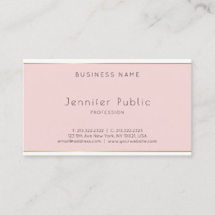Creative Modern Minimalist Pink Gold White Plain Business Card