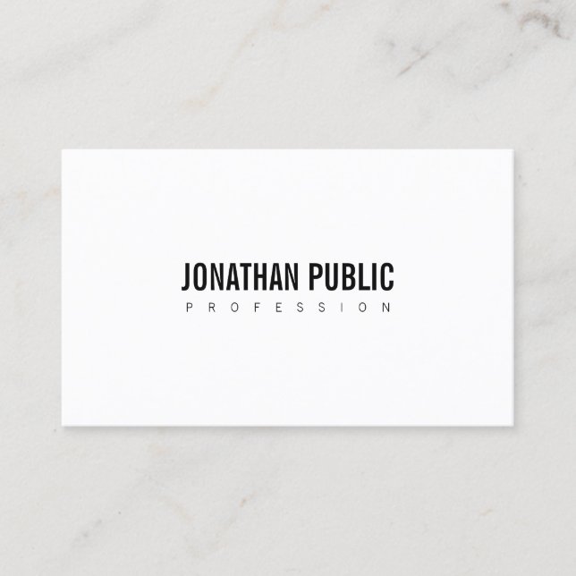Creative Modern Minimalist Professional B&W Plain Business Card (Front)