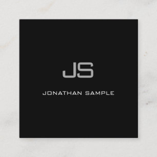 Creative Modern Monogram Black White Simple Plain Square Business Card