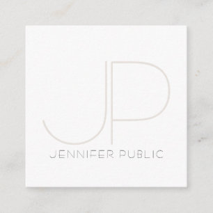 Creative Modern Monogram Professional Chic Plain Square Business Card