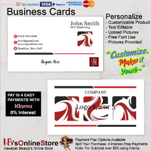 Creative Modern Office 3 Choice Logo Red Black SEO Business Card