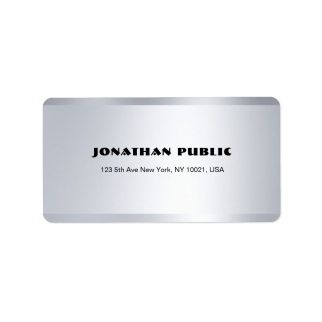 Creative Modern Silver Elegant Minimalist Template Label (Front)