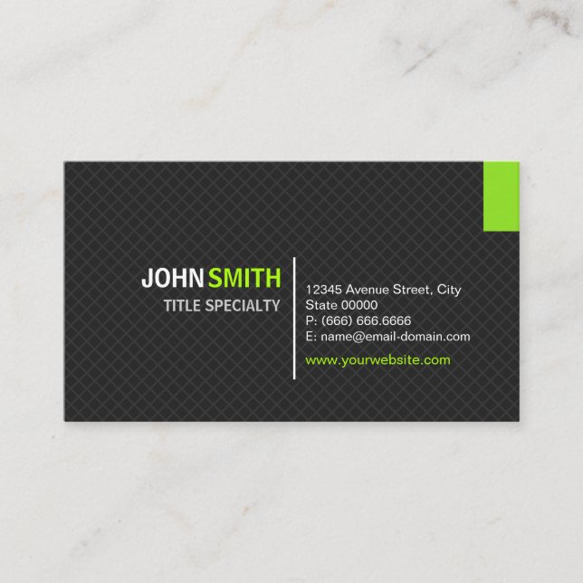Creative Modern Twill Grid - Black and Mint Green Business Card (Front)
