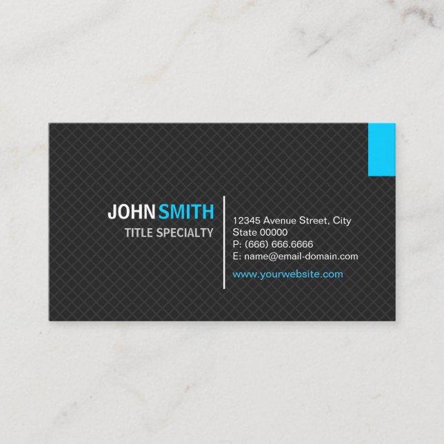 Creative Modern Twill Grid - Black and Sky Blue Business Card (Front)
