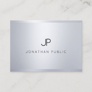 Creative Monogram Glamour Silver Modern Plain Cool Business Card