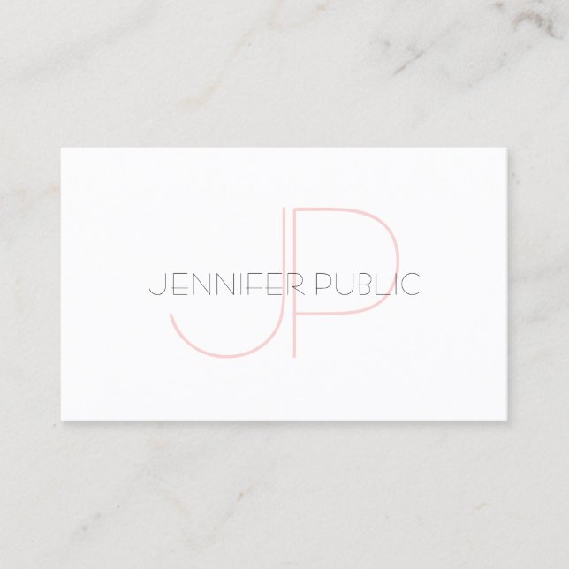 Creative Monogram Minimalist Modern Smart Plain Business Card (Front)