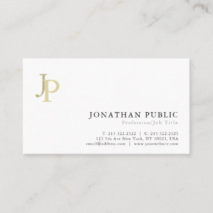 Creative Monogram Modern Elegant White Simple Business Card