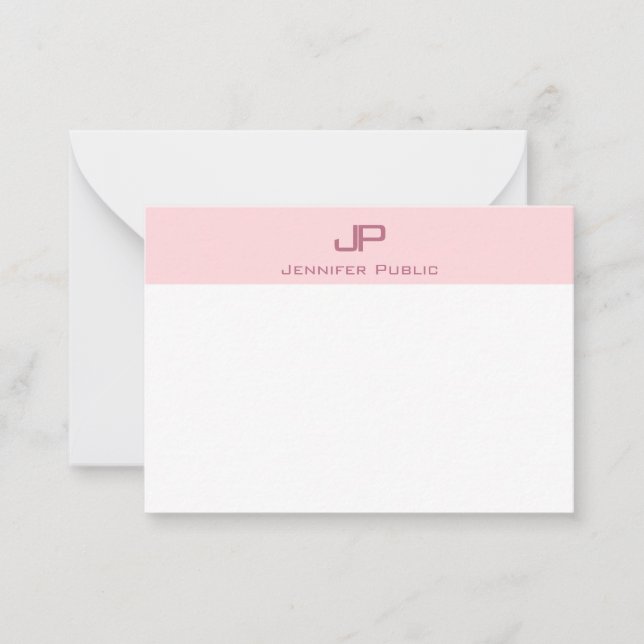 Creative Monogrammed Blush Pink Minimalist Trendy Card (Front)
