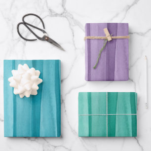 Creative Multi Colour Watercolor Blue Purple Green Wrapping Paper Sheet