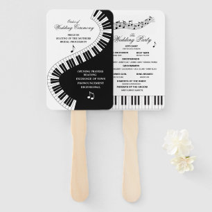 Creative Musicians Piano Keys Wedding Program Hand Fan