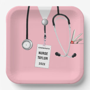 Creative Nurse Graduation Party Pink Paper Plates