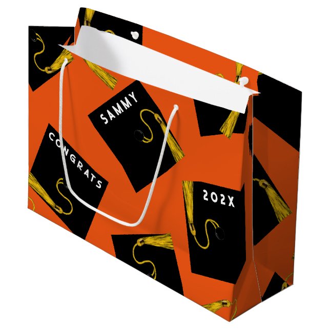 Creative Orange Graduation 2025 Large Gift Bag (Front Angled)