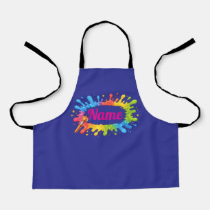 Creative Paint Splash for Boys,Girls Custom Name Apron