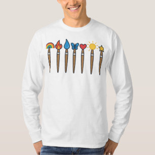 Creative Paintbrush Emoji Art – Colourful Artist D T-Shirt