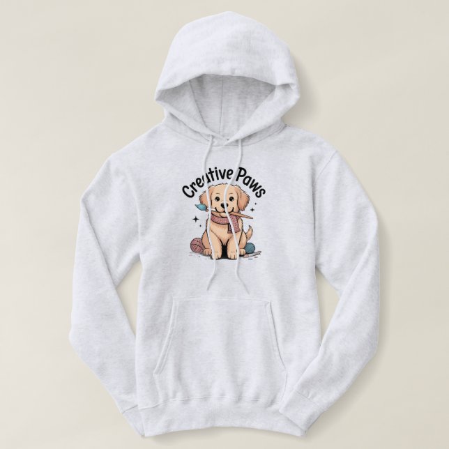 Creative Paws Golden Retriever Dog Artist Painting Hoodie (Design Front)