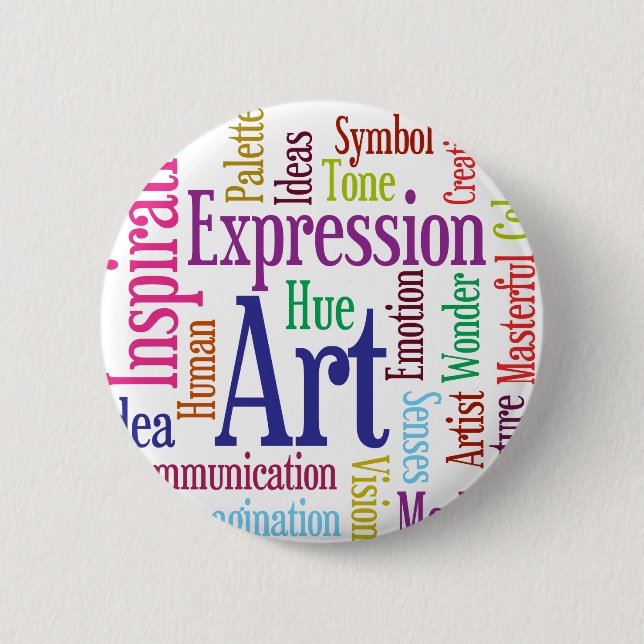 Creative Person's Art and Inspiration Word Cloud 6 Cm Round Badge (Front)