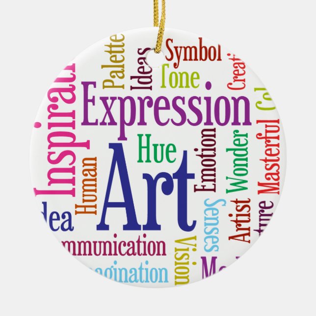 Creative Person's Art and Inspiration Word Cloud Ceramic Tree Decoration (Front)