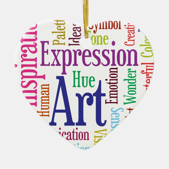 Creative Person's Art and Inspiration Word Cloud Ceramic Tree Decoration (Front)