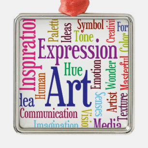 Creative Person's Art and Inspiration Word Cloud Metal Tree Decoration