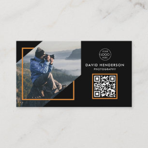 Creative Photographer Photography Black Qr Code Business Card