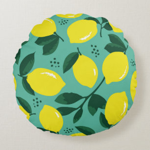 Creative pink-blue paint texture, abstract. round cushion