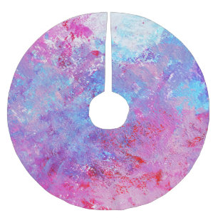 Creative pink-blue texture, paint blots. brushed polyester tree skirt