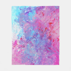 Creative pink-blue texture, paint blots. fleece blanket