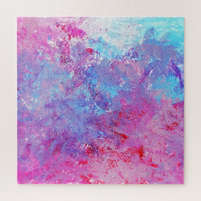 Creative pink-blue texture, paint blots. jigsaw puzzle (Vertical)