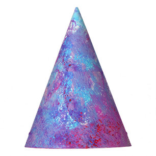 Creative pink-blue texture, paint blots. party hat