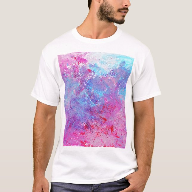 Creative pink-blue texture, paint blots. T-Shirt (Front)
