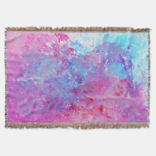Creative pink-blue texture, paint blots. throw blanket