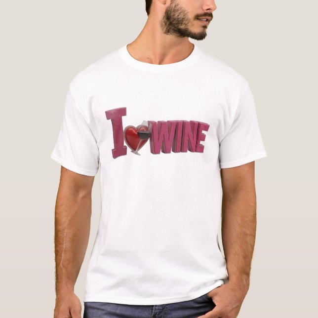 Creative Pink I LOVEW WINE Style Statement T-Shirt (Front)